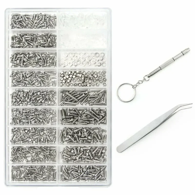 Glasses Repairing Screws Sunglasses Repairing Small Screws Kit Stainless Steel Tool Set about 1000PCS Screws Eyewear Accessories