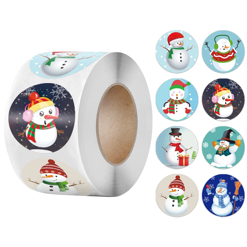 100-500pcs Round Merry Christmas Stickers Thank You Card Box Package Label Sealing Stickers Wedding Decor Stationery Sticker