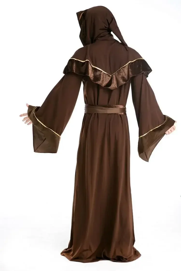 Costume Médiéval de Moine des Prairies pour Homme, Robe de Magicien, Cosplay, Déguisement Fantaisie, ixd'Halloween, Pourim, Adulte