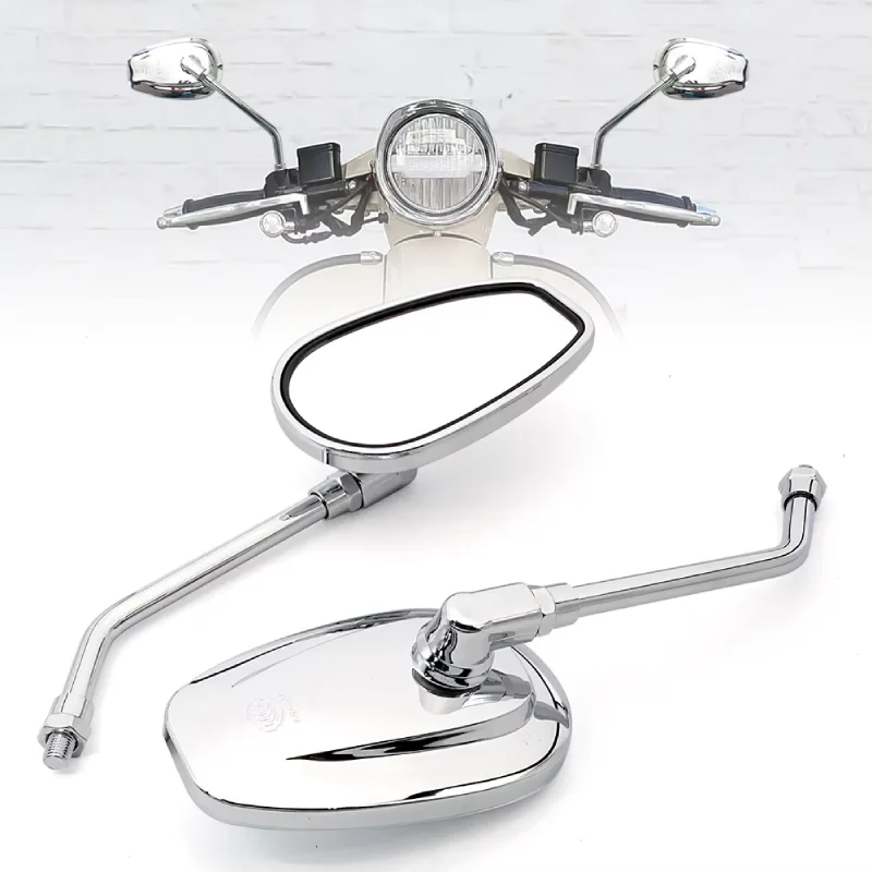 10mm Universal Motorcycle Rearview Mirrors Scooter Chrome Side Mirror For Yamaha Jog BWS BWS 100 125 Vino Suzuki GN 125
