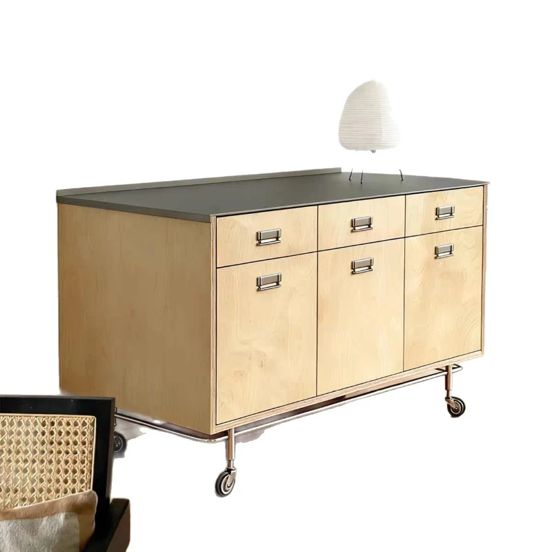 Small apartment movable side cabinet, marine plate stainless steel belt