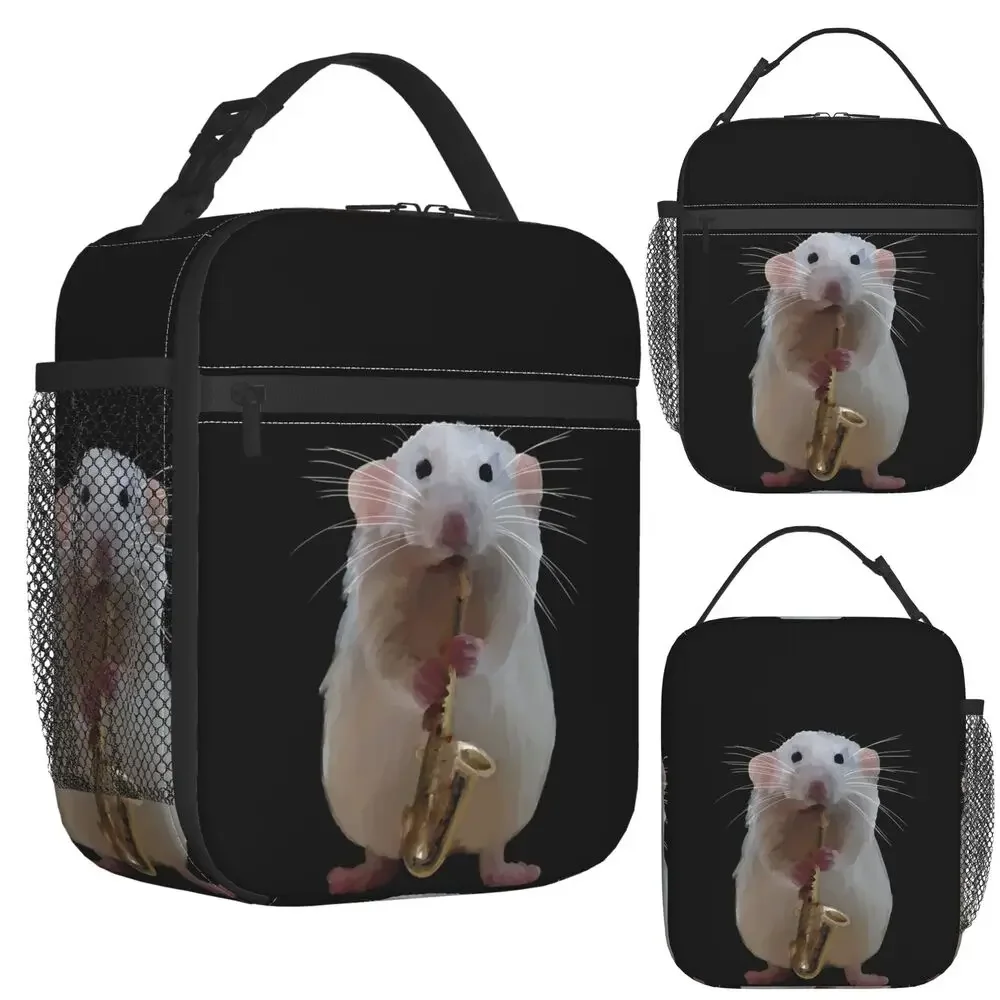 Rat Playing The Saxophone Insulated Lunch Bag for Women Office Cooler Thermal Food Box Tote Leakproof Lunch Boxes Container