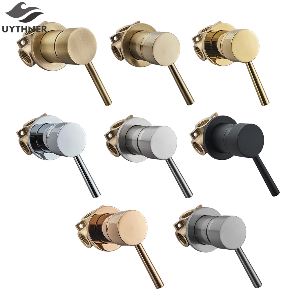 

Wall Mounted Brass Mixer Valve Bathroom Shower Diverter Valve Black Chrome Concealed Bifunctional Hot Cold Valve Contral Valve