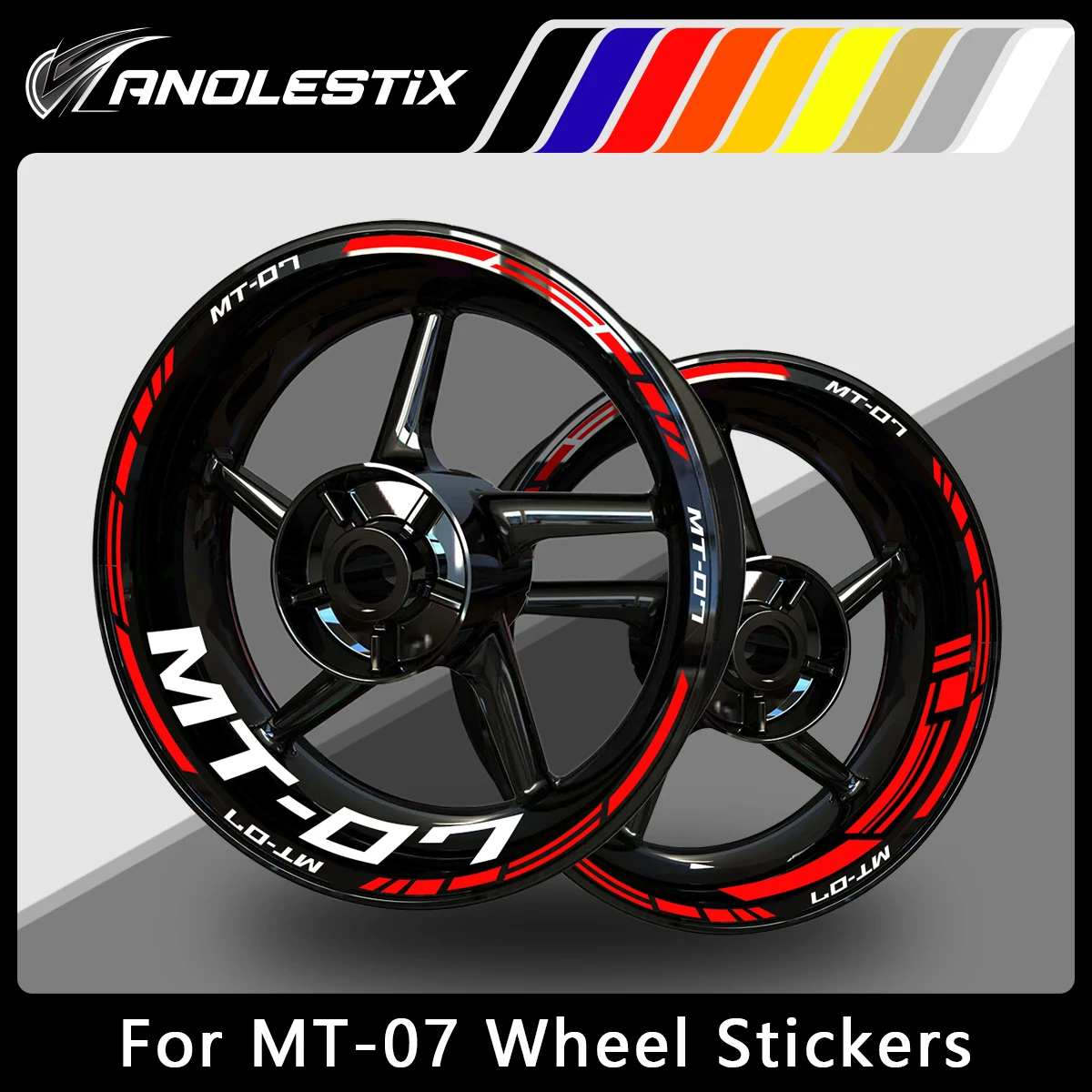 

AnoleStix Reflective Motorcycle Wheel Sticker Hub Decal Rim Stripe Tape For YAMAHA MT-07 MT07