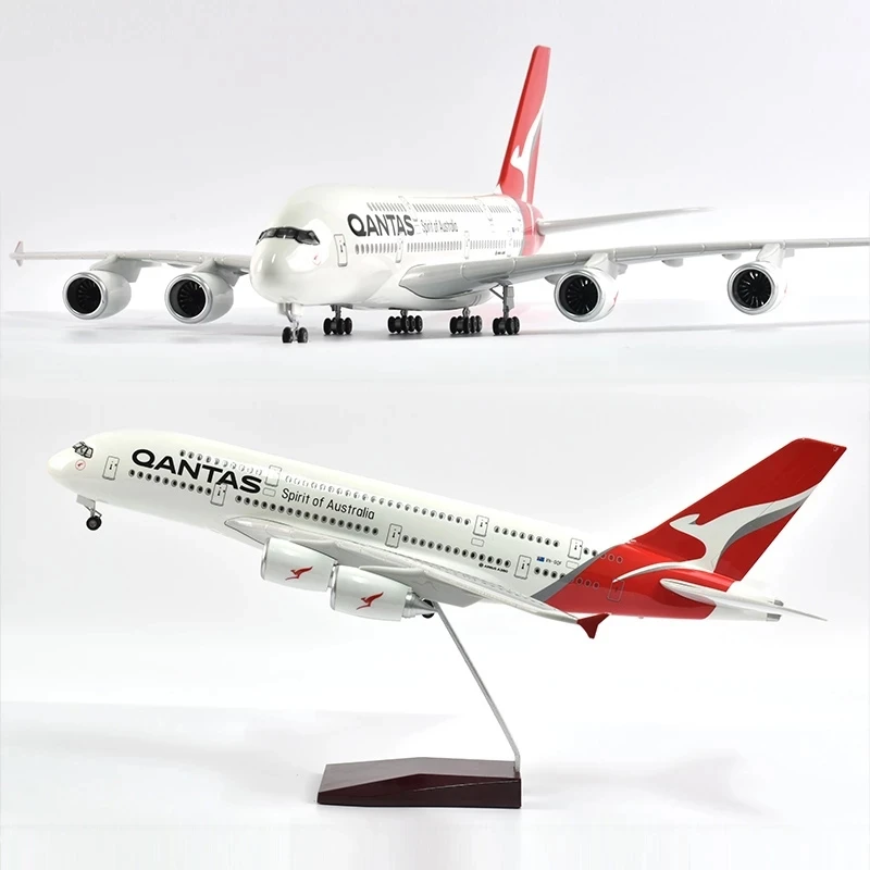 1:160 Scale QANTAS Air bus A380 Model Plane Resin Airplanes W Light and Wheel Diecast Resin Model Airplane for Collection Gift