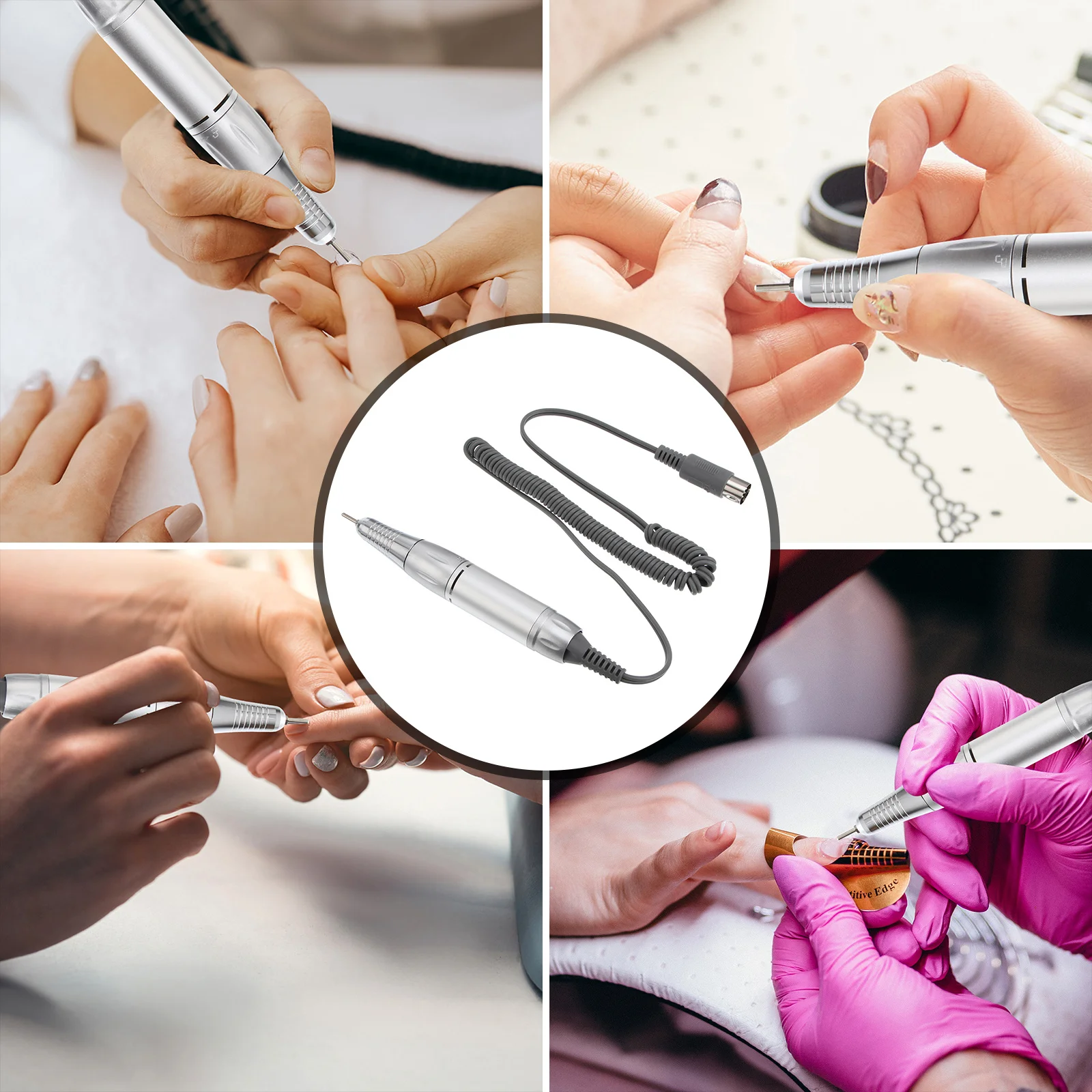 

Handle Handpiece Drill Pen Nail Accessories For 202 Low Noise Lightweight Durable Nail Art Tool Silver White