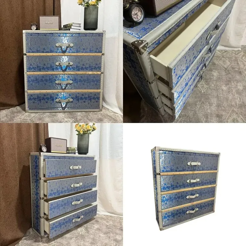 Solid wood medieval style five drawers eco-friendly adjustable height floor-to-ceiling living room locker