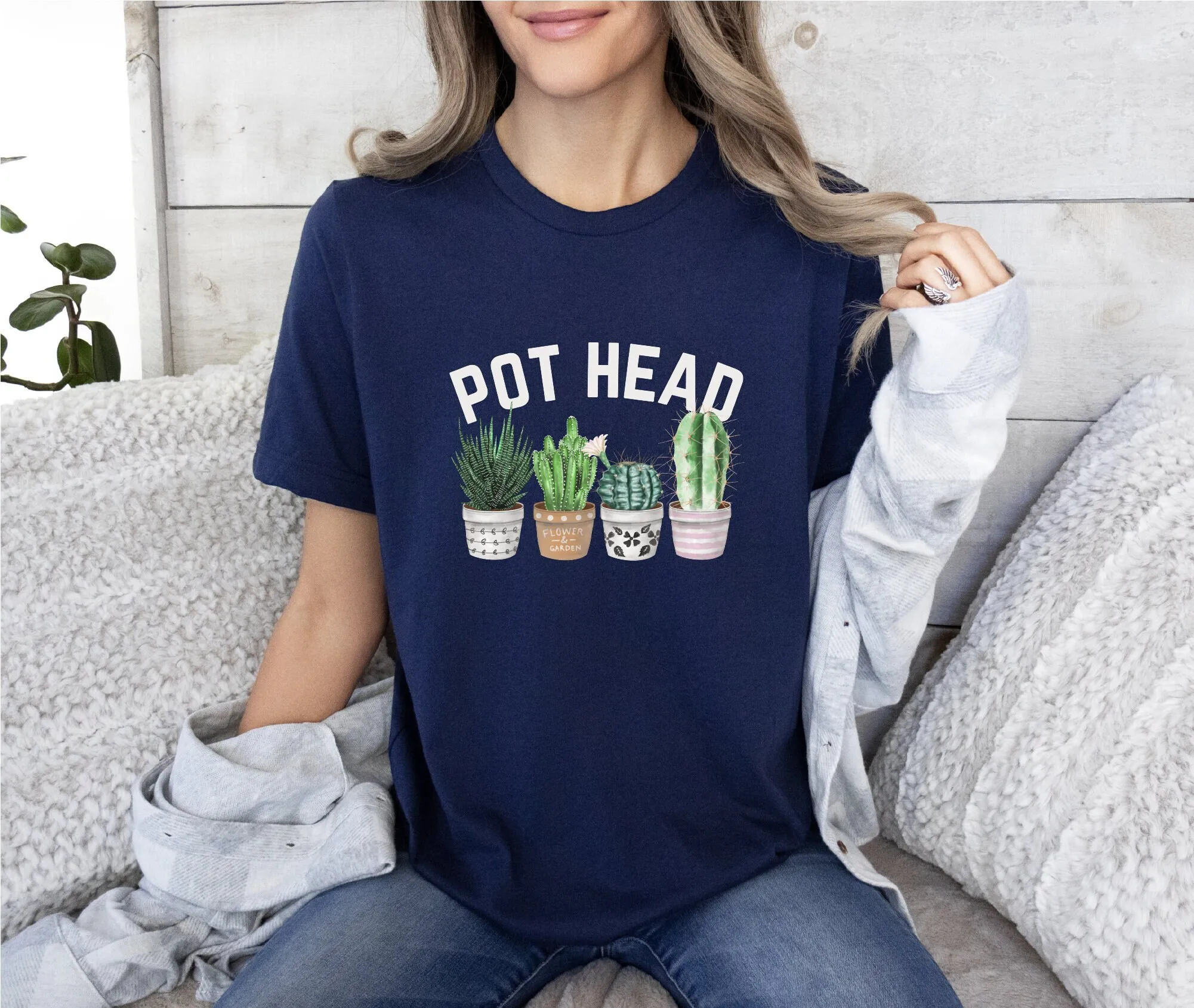 Pot Head T Shirt Plant Lover Crazy Lady Mom Gardener Succulent Funny Gardening