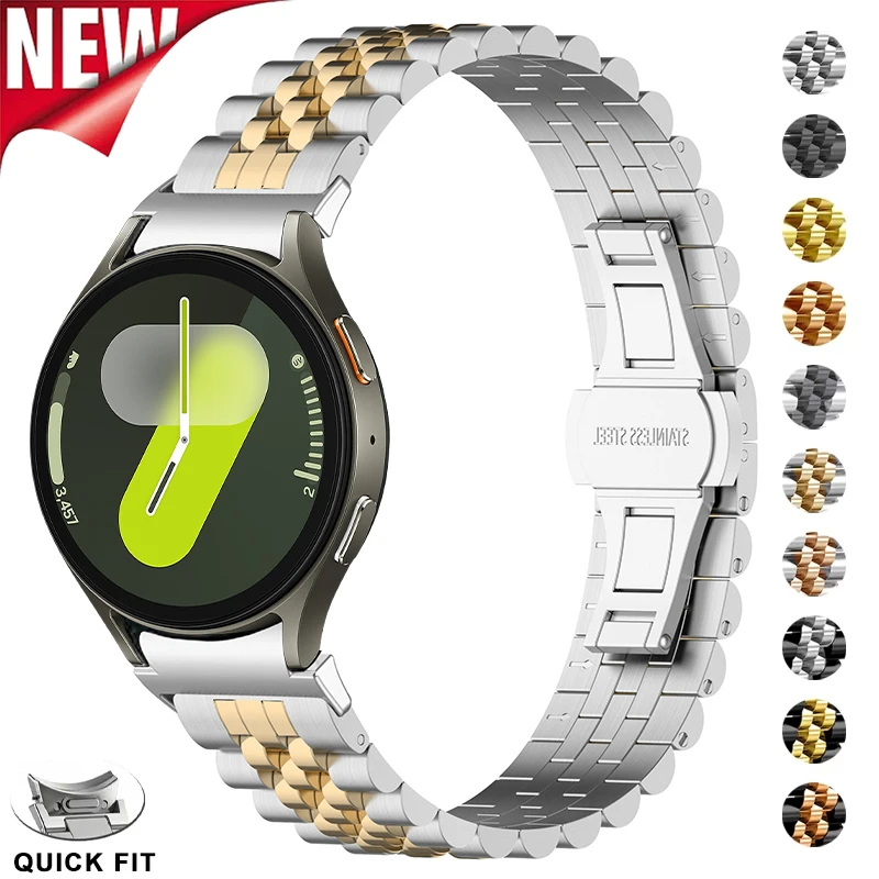 

No Gaps Stainless Steel Strap for Samsung Galaxy Watch 7 6 5 4 40mm 44mm 6 Classic 43mm 47mm 5Pro 45mm Quick Fit Curved End Band
