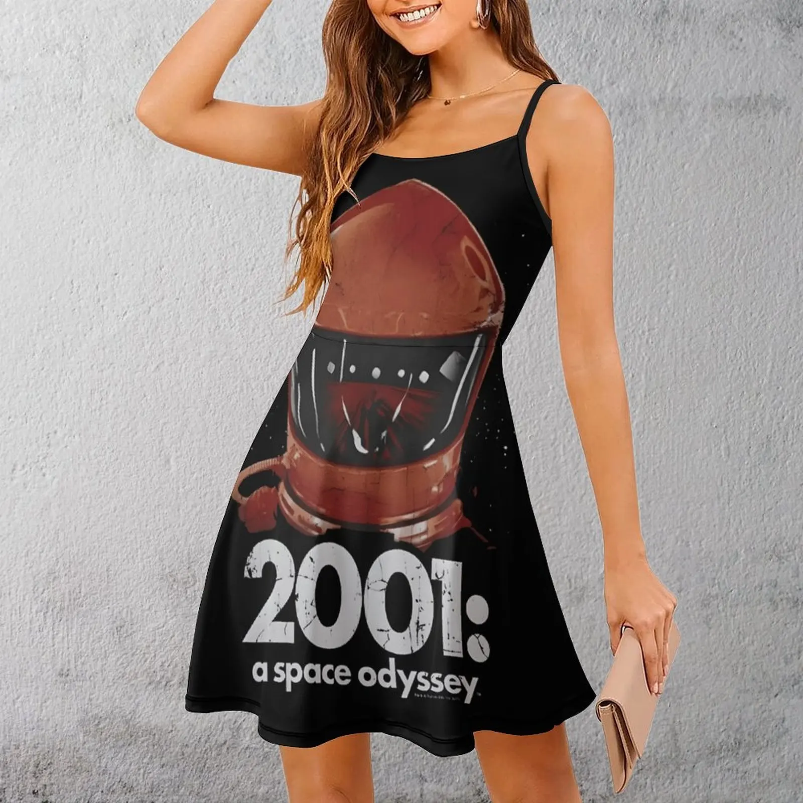 

Сексуальное женское платье на бретельках с шлемом Space Odyssey 2001, женское платье с графическим рисунком для отпуска, милые платья