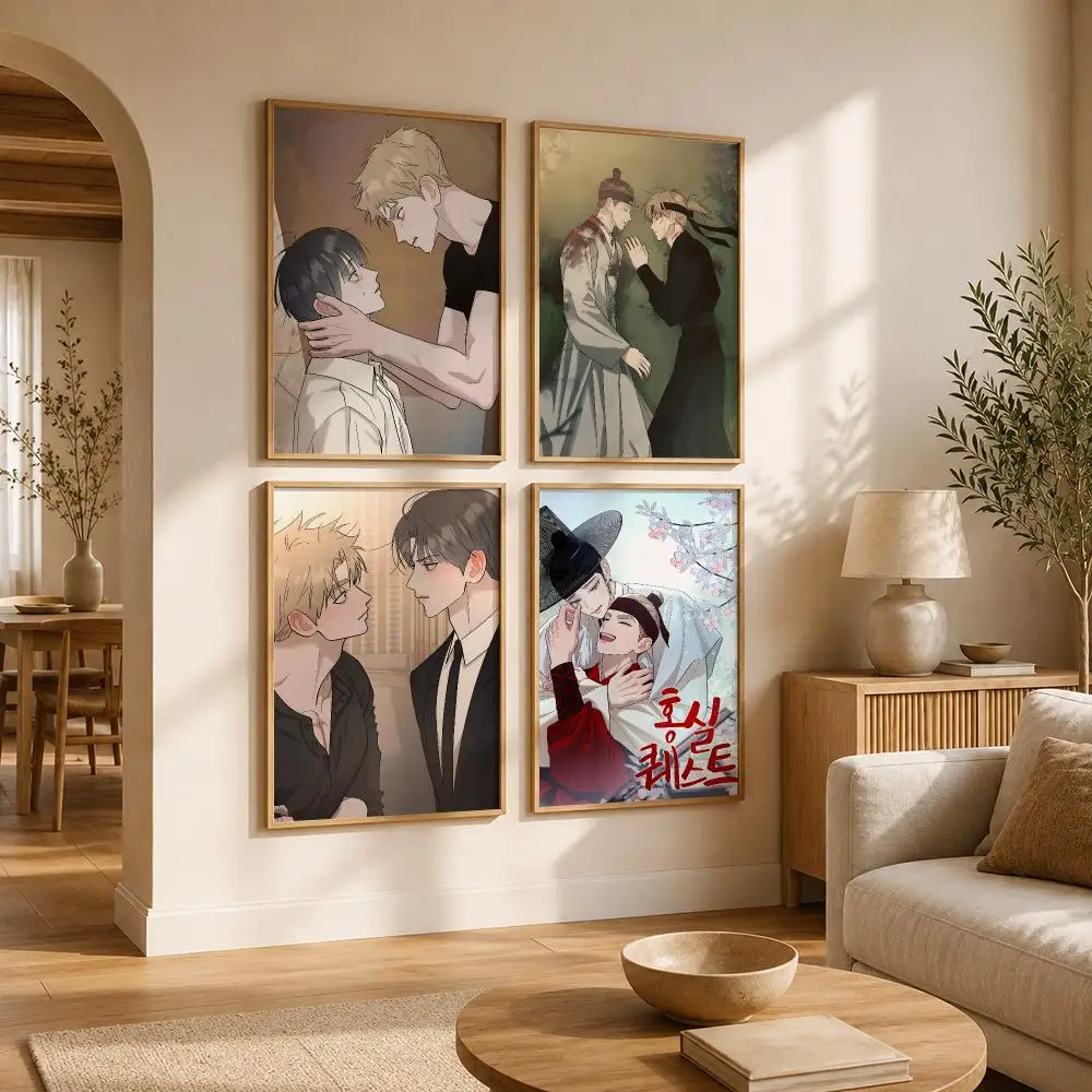 Manhwa Red Thread Quest Poster Self Adhesive Bar Wall Decal Waterproof Vinyl Sticker Modern Art Wall Poster Cafe Home Decor