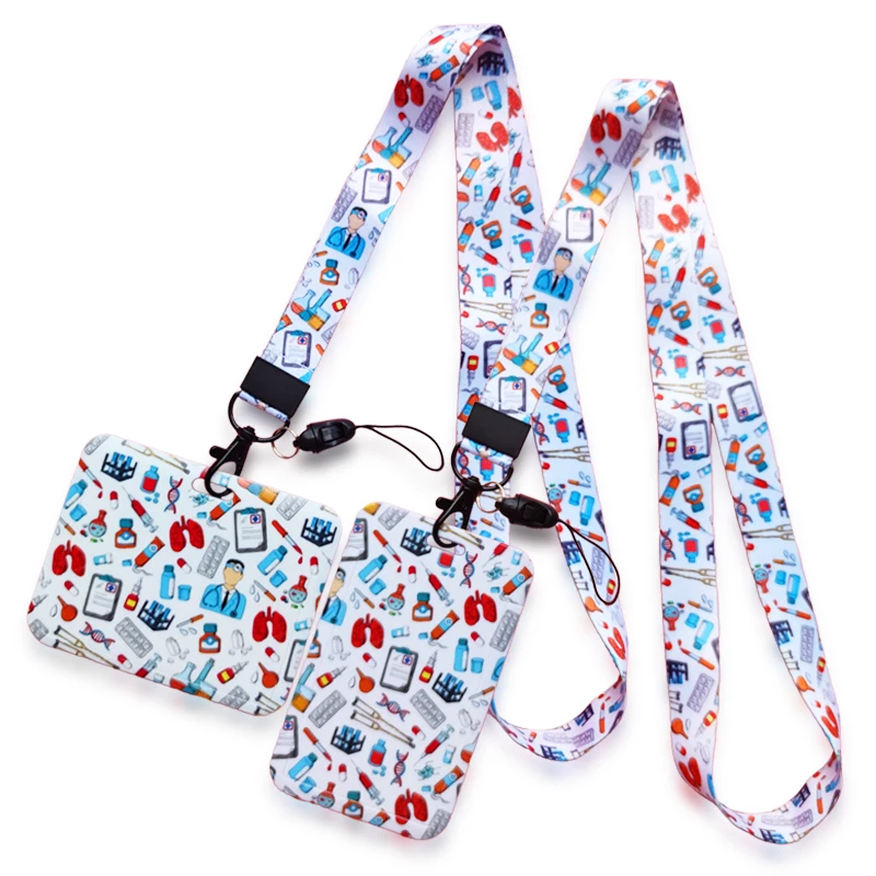 Medicine and First Aid ID Badge Holder Lanyards Keychain Heart Healthcare Card Holder Neck Strap Dentist Retractable Clip Yoyo