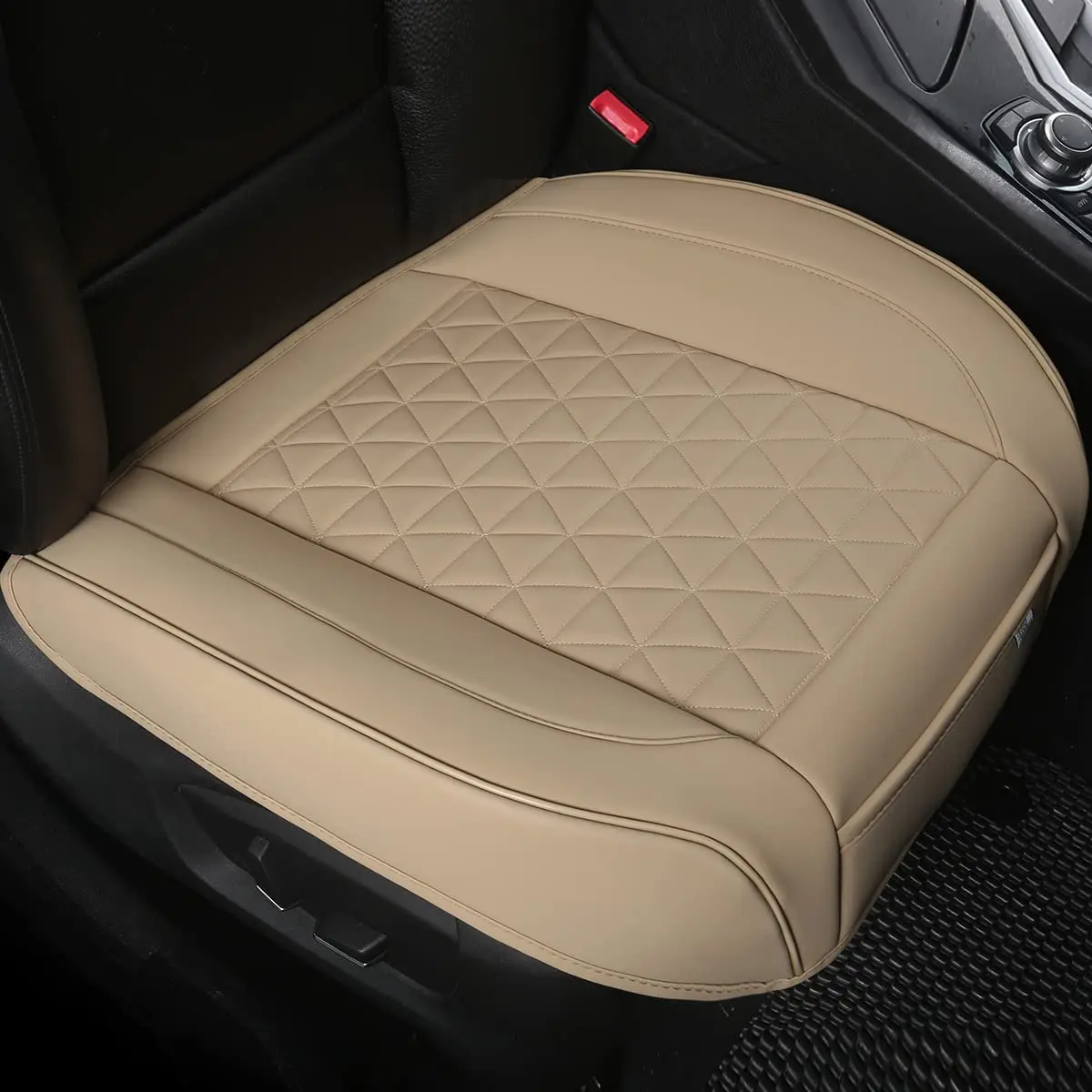 

Luxury Car Seat Covers Front Bottom Cushion Pair, Anti-Slip Wrap Around for Sedan SUV Truck, Beige