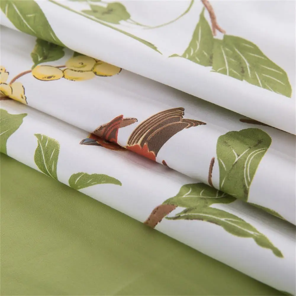 طقم غطاء لحاف رعوي مكون من 3 قطع بحجم كينج: فروع، طيور، طباعة زهور، فراش مزرعة أنيق باللون الأخضر #6