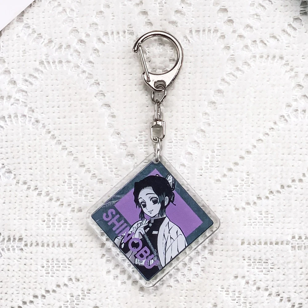 1/12Pcs Anime Demon Slayer Keychain Car Acrylic Keyrings Bag Charms Cute Backpack Pendant Funny Prop Decoration Friends Gifts