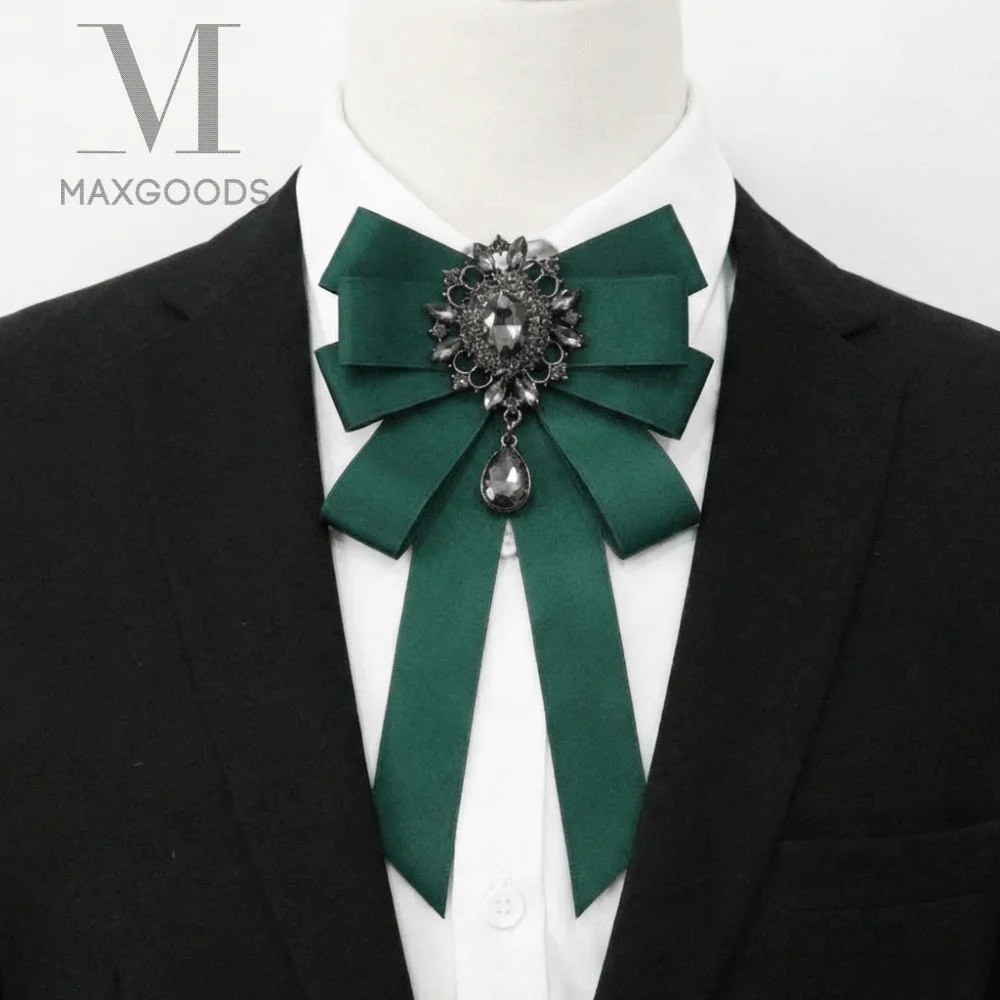 Formal Alloy Bow Tie Detachable Pre-tied Necktie Rhinestone Necktie Shirt Collar Pin Neck Decoration