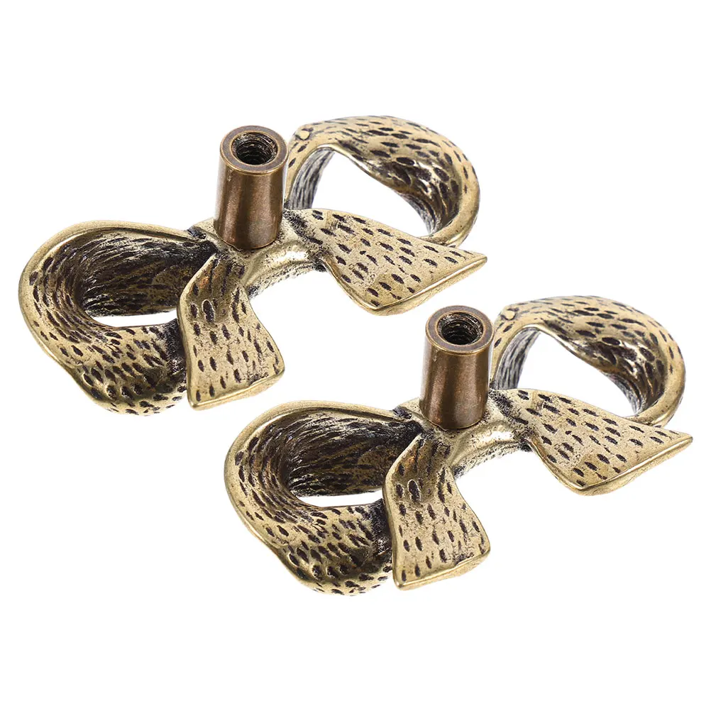 

2Pcs Door Leopard Print Bow Drawer Knobs Vintage Brass Cabinet Pulls Nordic Bow Drawer Handle Style Decorative Hardware