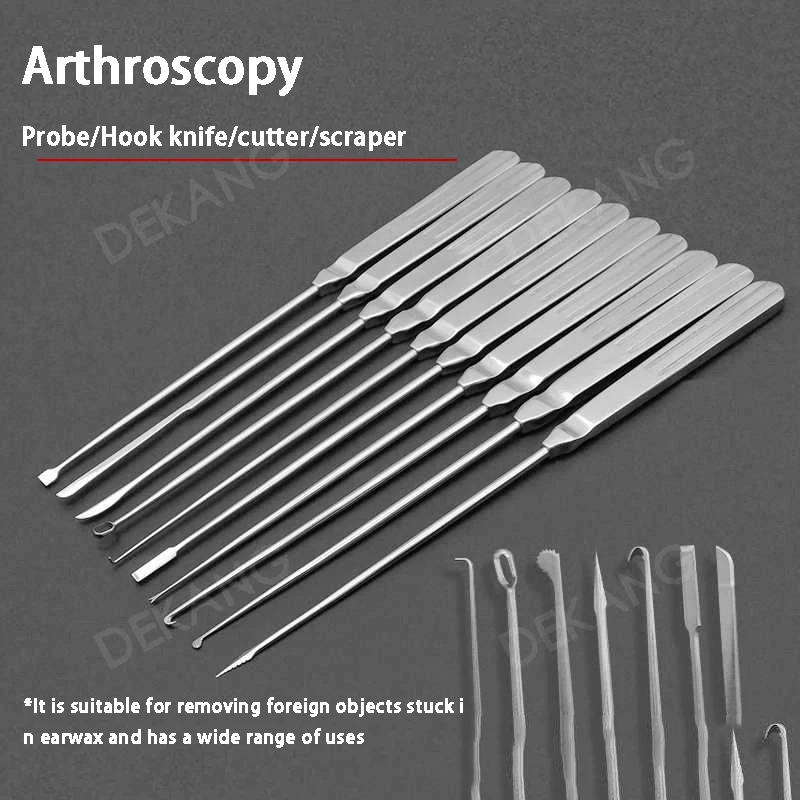 Arthroscopic Probe Hook Banana Knife Rose Knife Cutter Hook Knife Curved Knife Scraper Spoon