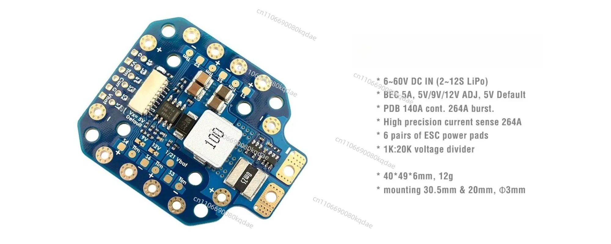 Multi‑Voltage Power‑Distribution Assembly,2‑12S 6‑60V DC,5A 5V/9V/12V Output Hobby‑Project Circuit‑Control Accessory