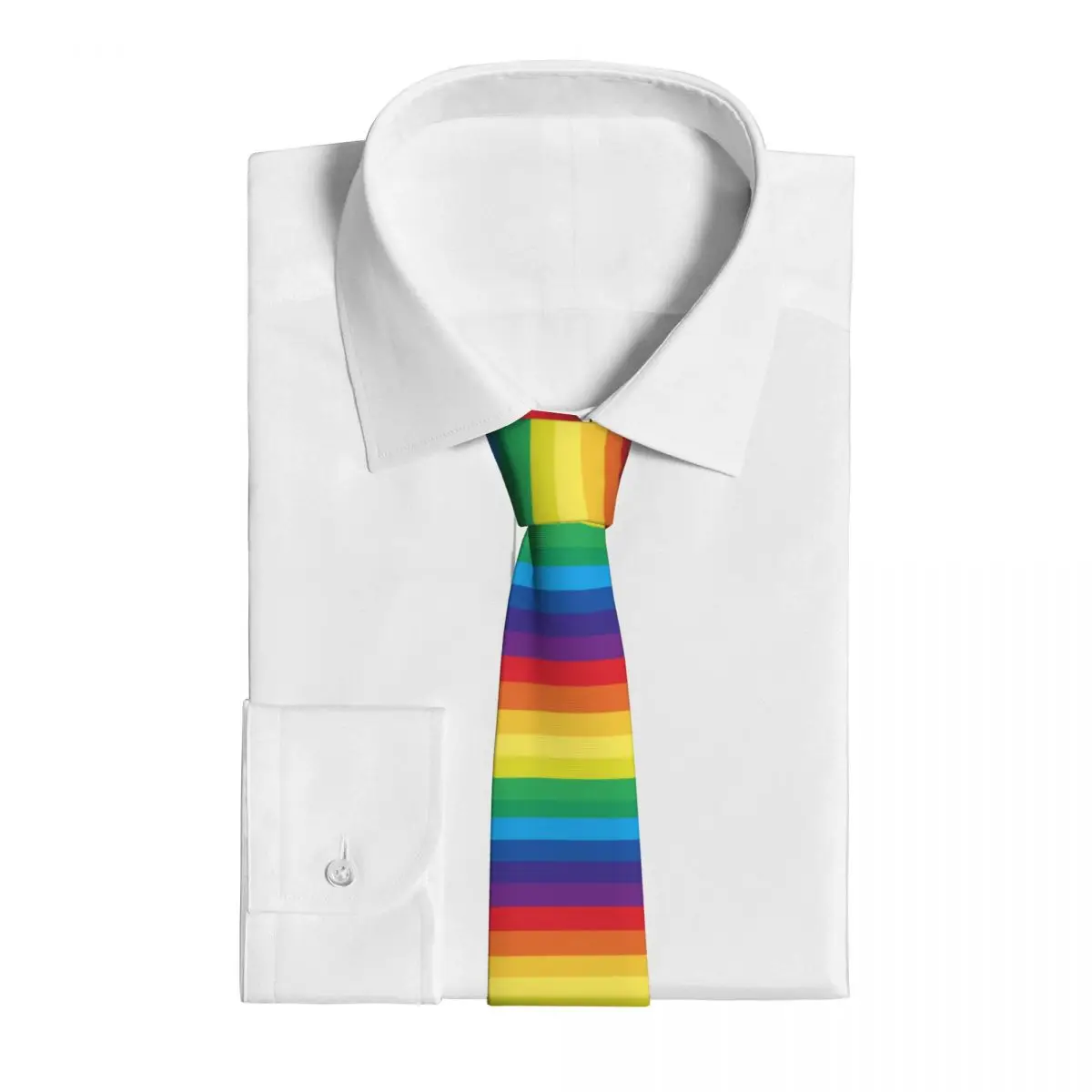 Mens Tie Classic Skinny Striped Multicolored Rainbow Neckties Narrow Collar Slim Casual Tie Accessories Gift