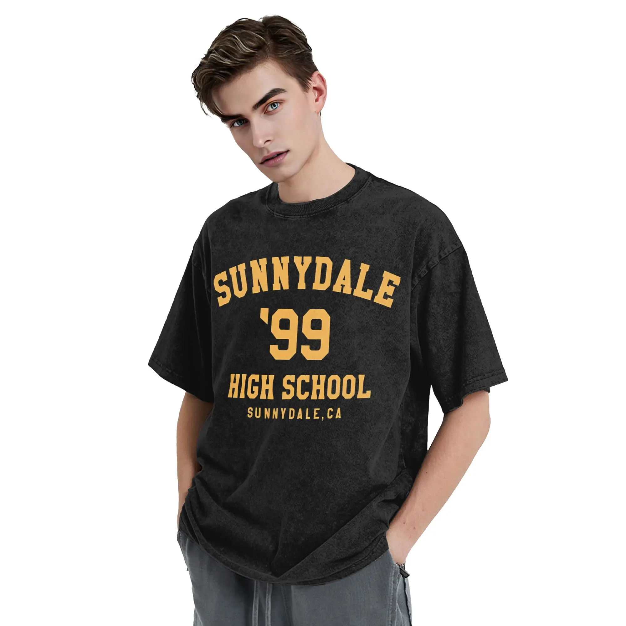 Sunnydale High School Washed T Shirts Streetwear T-Shirt Buffy the Vampire Slayer Tee Shirt Men Women 100% Cotton Graphic