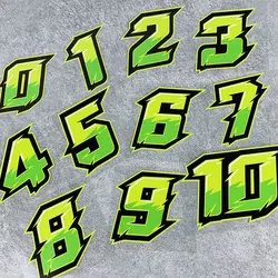 Green Number 012345678910 Motorcycle Stickers for Motorbike Helmet Fuel Tank Fairing Sport Style Vinyl Decals 0 To 9 Decoration