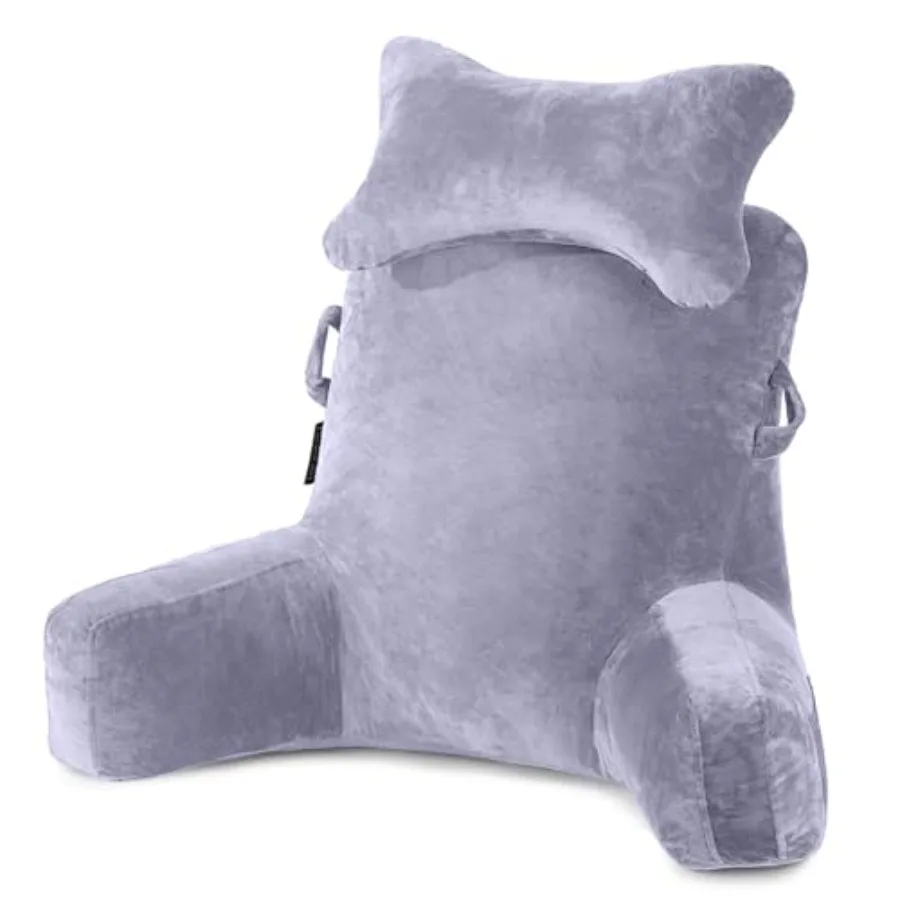

Reading Pillow-Bed Rest Pillow with Detachable Neck Roll and Support Arm for Sitting in Bed Couch or Floor-Backrest Reading Pil