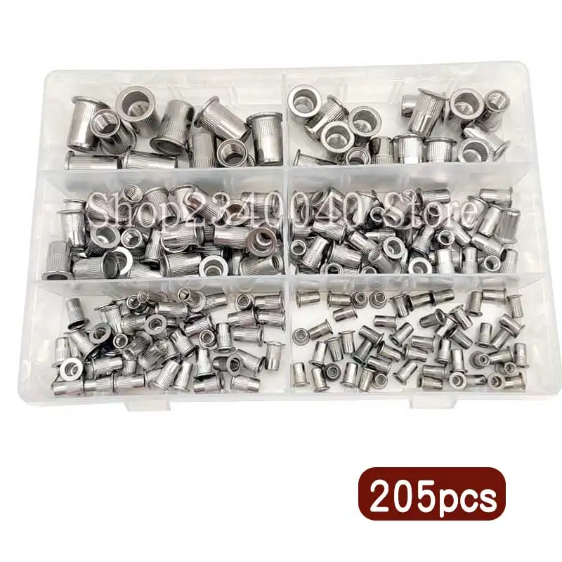 

Rivet Nuts Kit M3 M4 M5 M6 M8 M10 304 Stainless Steel Flat Countersunk Head Rivet Nut 205Pcs Hardware Part Insert Rivnut Nutsert