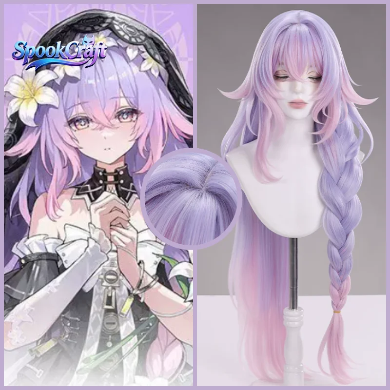Lily Cosplay Wig Wuthering Waves Lily Wig Corn Perm T-color Gradient Braid Long Hair With Scalp Top