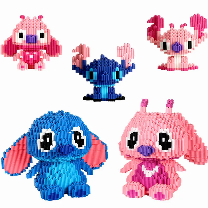 ลิโล่แอนด์สติทช์ ตัวต่อขนาดเล็กแบบ DIY อนิเมะและการ์ตูน ชุดประกอบโมเดลแอคชั่น ของเล่นตกแต่ง และของขวัญเซอร์ไพรส์วันเกิด