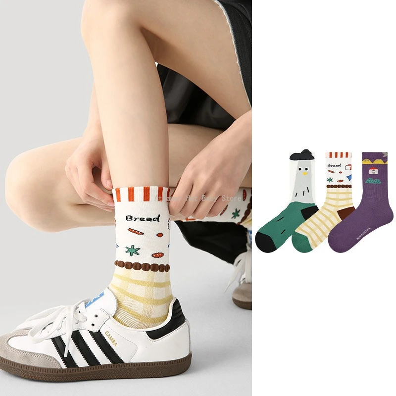 

Renaissance Socks Women's Ins Tide Autumn and Winter New Combed Cotton Sweat-absorbing Boneless Medium Tube Women's Socks