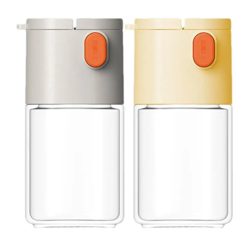 Salt Dispenser Metering Salt Shaker Push Type Salt Dispenser Glass Measuring Seasoning Bottle Adjustable Shaker For Salt Paprika