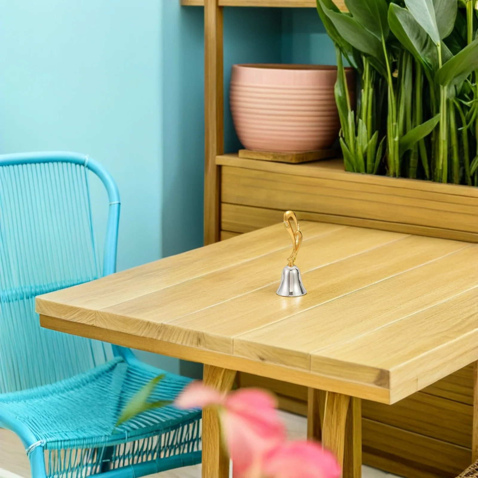 

Hand Bell Zinc Alloy Elegant Gold Handle Loud Handheld Bell for Restaurant Hotel Service Dinner Wedding Classroom Senior Call