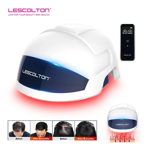 LESCOLTON Casco para el crecimiento del cabello Casco láser con luz roja Tratamientos para la caída del cabello para hombres y mujeres Gorro anticaída para el crecimiento del cabello