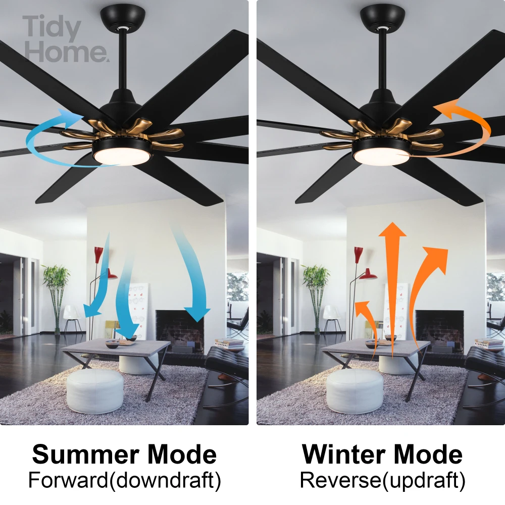 72in Modern LED Lighting with Remote Control ceiling fans, indoor ceiling fans with six wind speeds, Timing function,noise-free