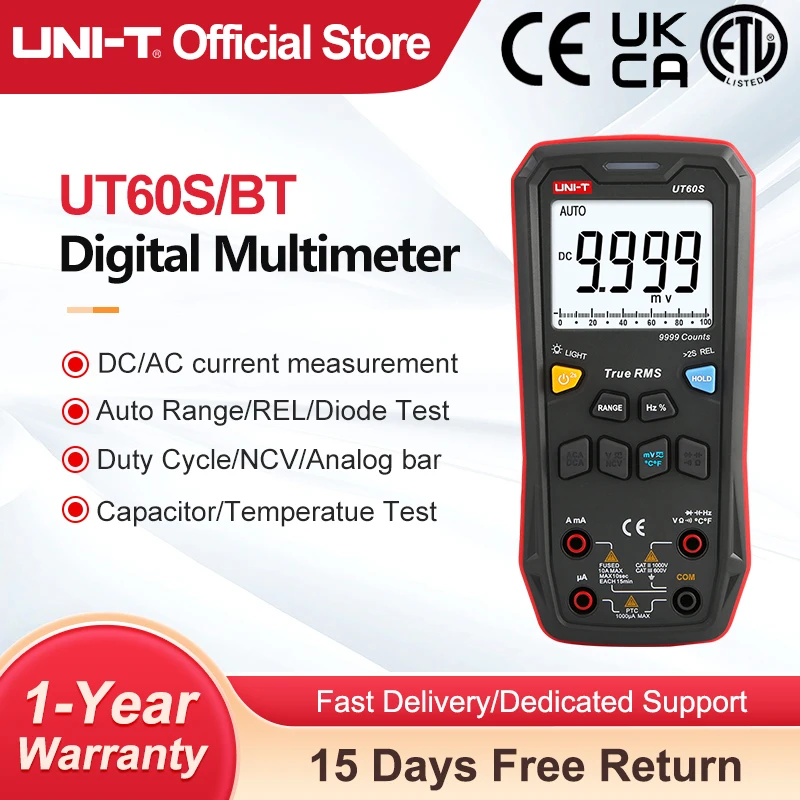 UNI-T UT60S UT60BT Cyfrowy Multimetr Smart True RMS 1000V AC DC Tester Napięcia Amperomierz Elektryczny Multimetr