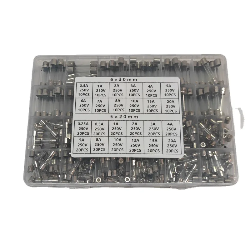 360x Assorted Glass Fuses 5x20mm 6x30mm Box Fuse Quick Blow Fast Acting Tube Kit