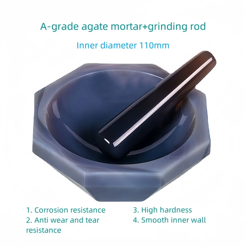 110mmA grade natural agate mortar, laboratory mortar, high-quality wear-resistant and corrosion-resistant grinding bowl