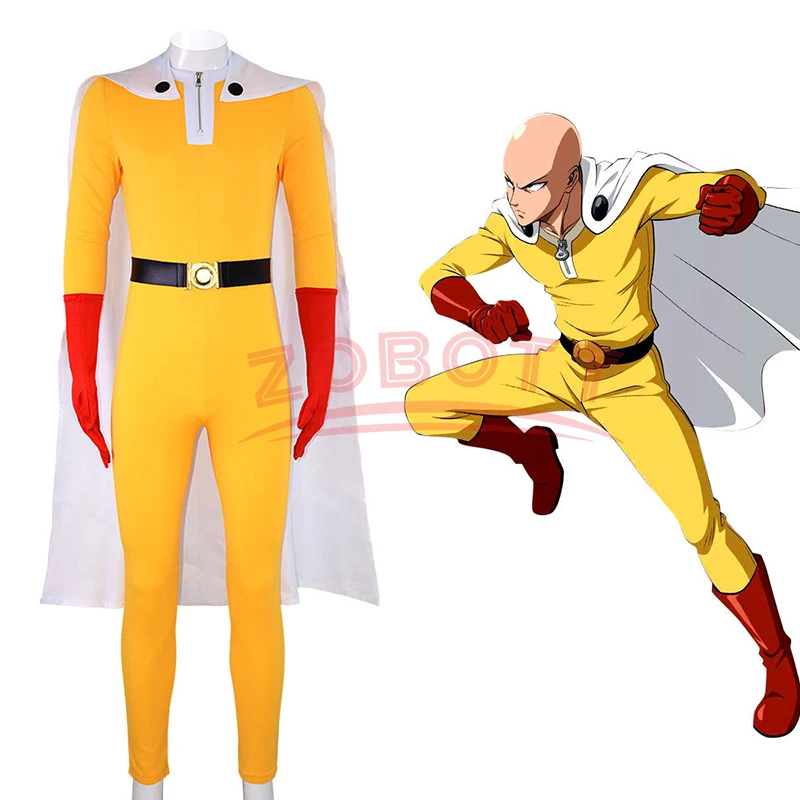 Anime Um Soco Homem Cosplay Saitama Traje Macacões Outfit Conjuntos Completos Custom Made Halloween Carnaval Suit