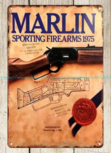 Marlin Sporting Firearms 1975 catalog cover art metal tin sign home decor ideas