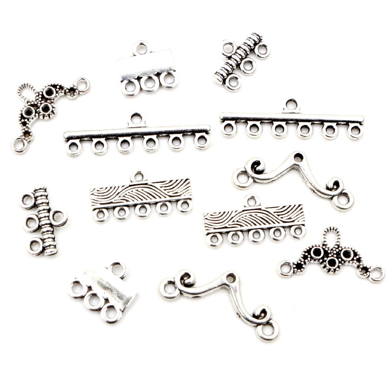 30pcs Antique Silver Plated Vintage Bar Rectangle Retro Connector Charm Pendant DIY Necklace Jewelry Findings Accessories