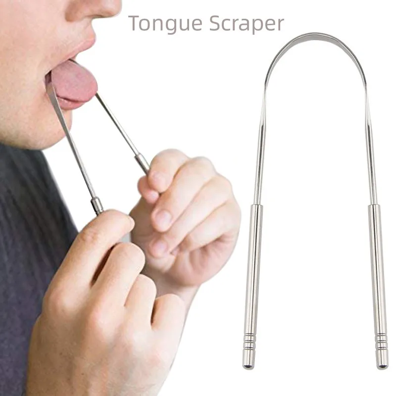 Stainless Steel Tongue Scraper 1 Pcs - Ultimate Oral Care Tool for Bad Breath Removal