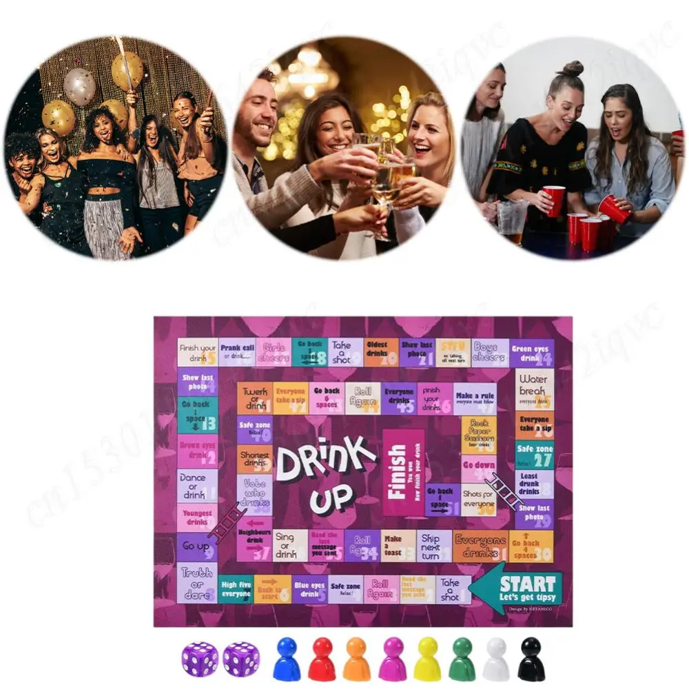 Tipsy Drinking Board Game Tipsy Land Board Game 2-8 Players Night Drinking Game Fun Tipsy Land Drinking Games for Adults