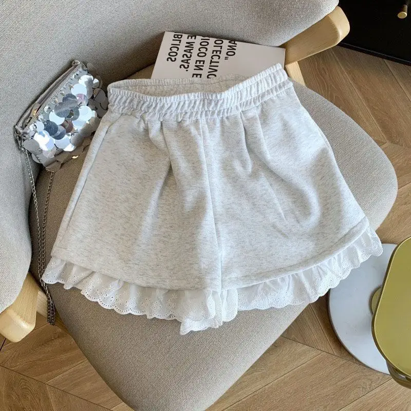 

Shorts For Women Ruffle Hem Casual Shorts Big Size Drawstring Lace Shorts