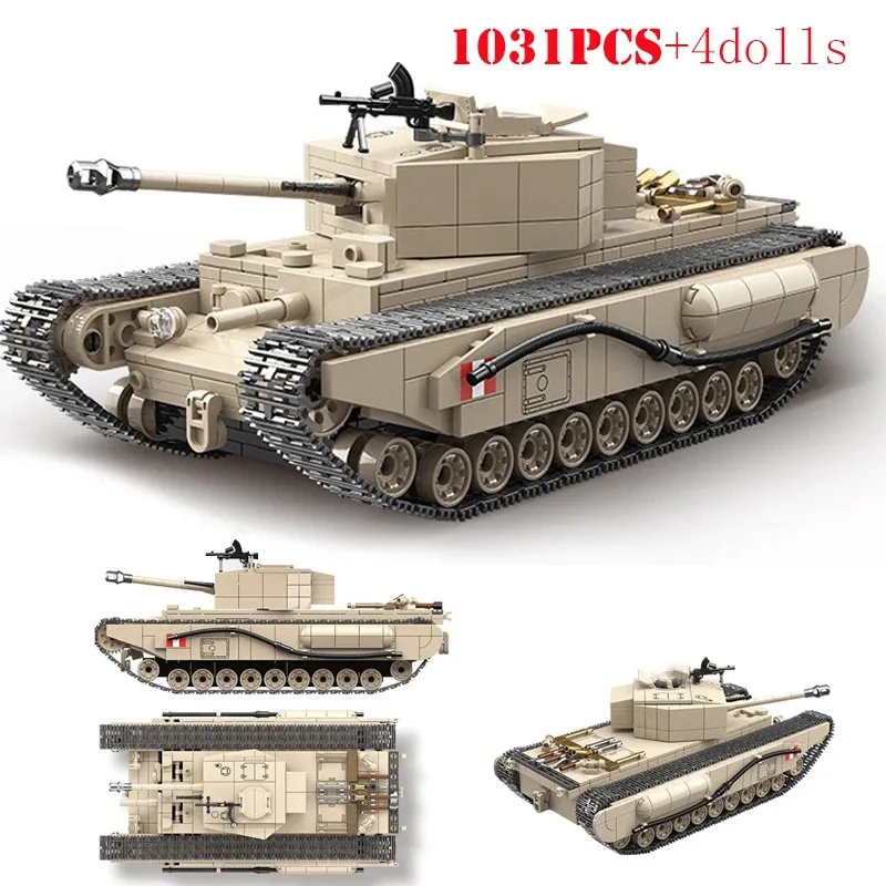 

WWII Churchill MK.I Combat Vehicle Building Blocks, Military Model Kit Collectible Toy for Children & Adults