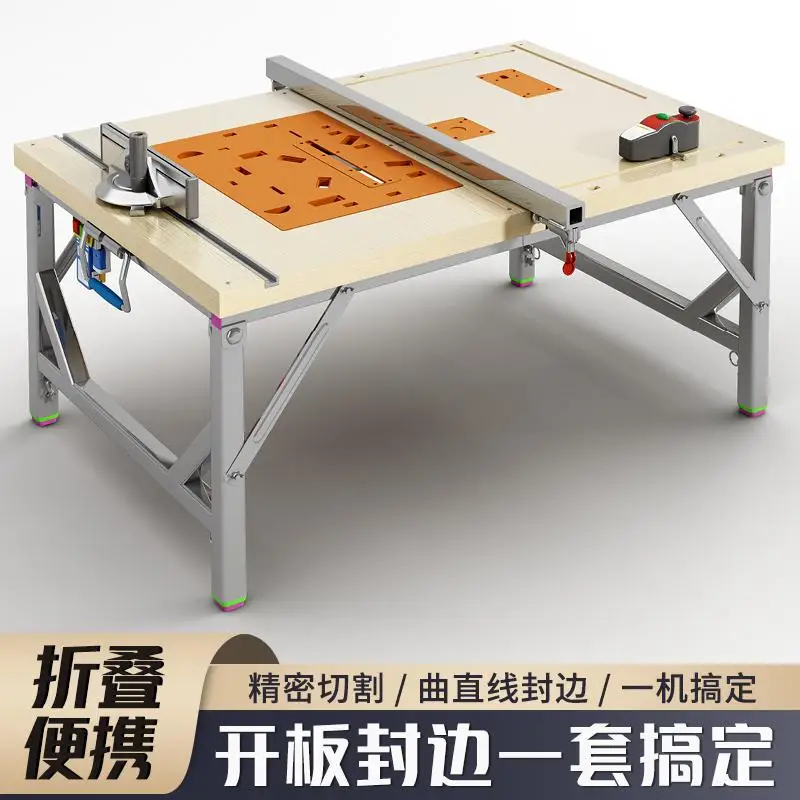 YJQ Woodworking Workbench Multifunctional Push Table Flip Saw Small Lifting Operating Table Folding Woodworking Saw Table