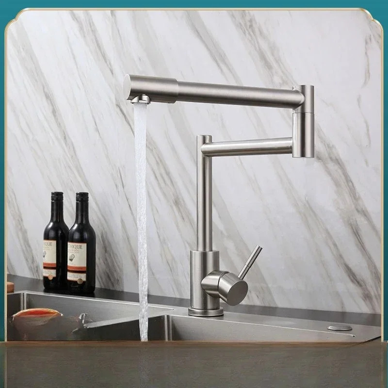 304 Stainless Steel Brushed 360 Degree Rotating Foldable Extended Sink Vegetable Basin Kitchen Hot and Cold Faucet