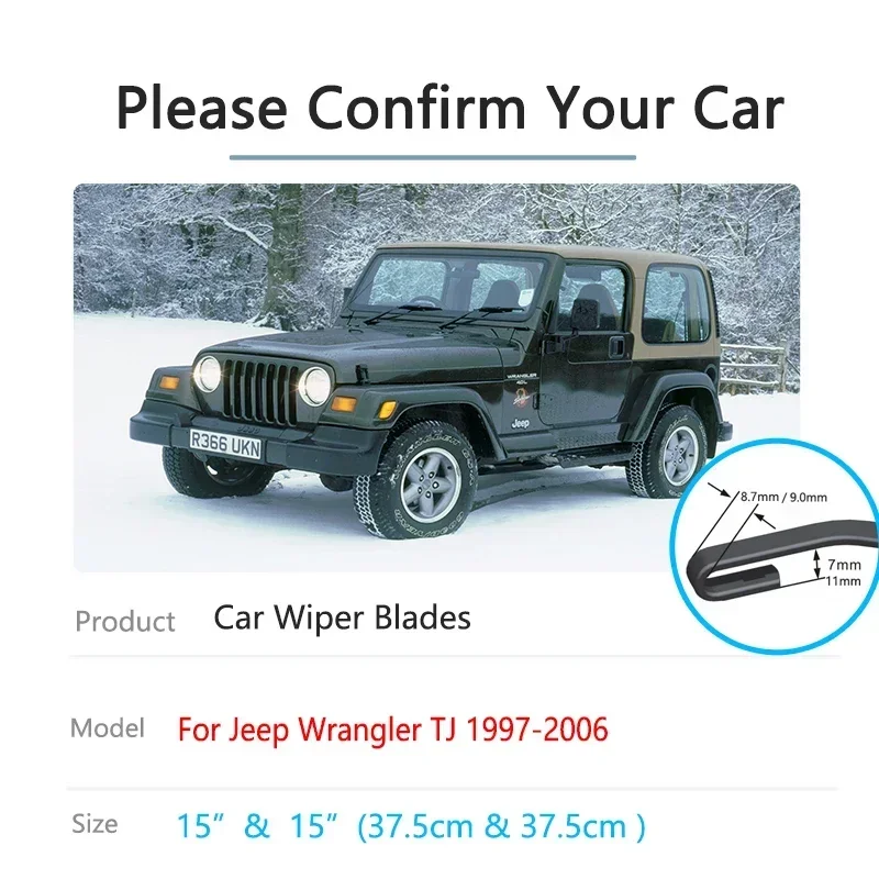 For Jeep Wrangler TJ TJL SUV 1997~2006 Car Windshield Windscreen Front Wiper Blades Cutter Boneless Frameless Rubber Accessories