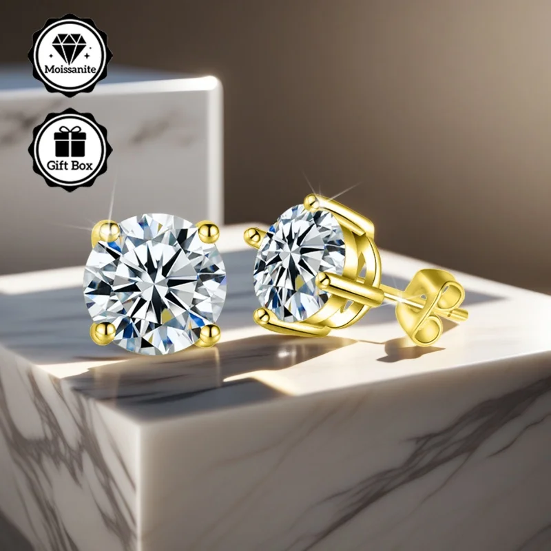 مجوهرات LAMVOICE للنساء/أقراط مرصعة بـ 0.2-4 قيراط مويسانيتي أبيض أقراط مضادة للحساسية هدية عيد الميلاد