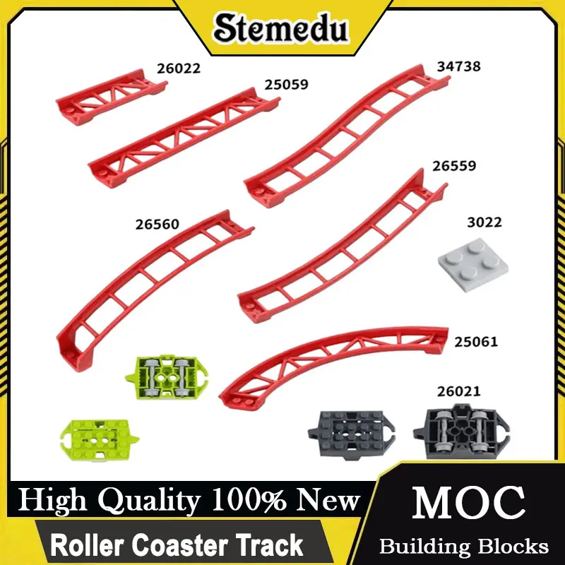 

MOC Roller Coaster Track Building Kit Technical Railway Train Part DIY City Model Blocks for Kids Adults 26022/25059/25061/34738